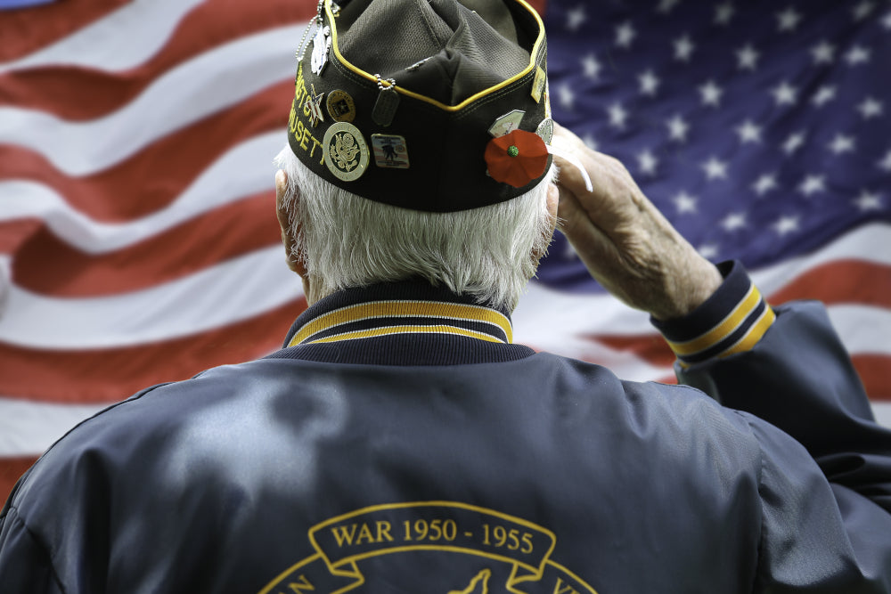 Veteran Saluting US Flag Memorial Day