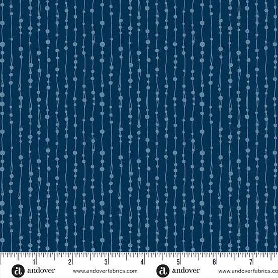 Andover Fabrics Whimsy Beaded Curtain Navy Cotton Fabric A-1659-B