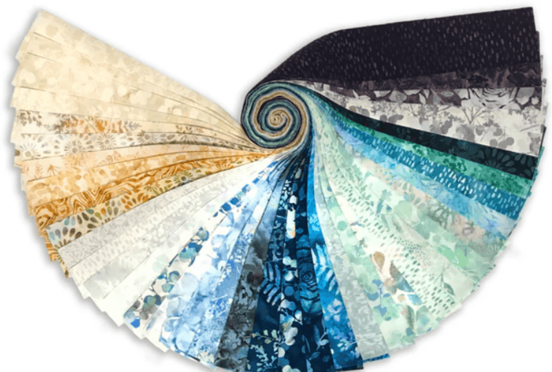 Hoffman Fabrics Bali Pop Jelly Roll Bayshore Batiks 40 Unique 2.5" Strips BP-743-Bayshore Wave
