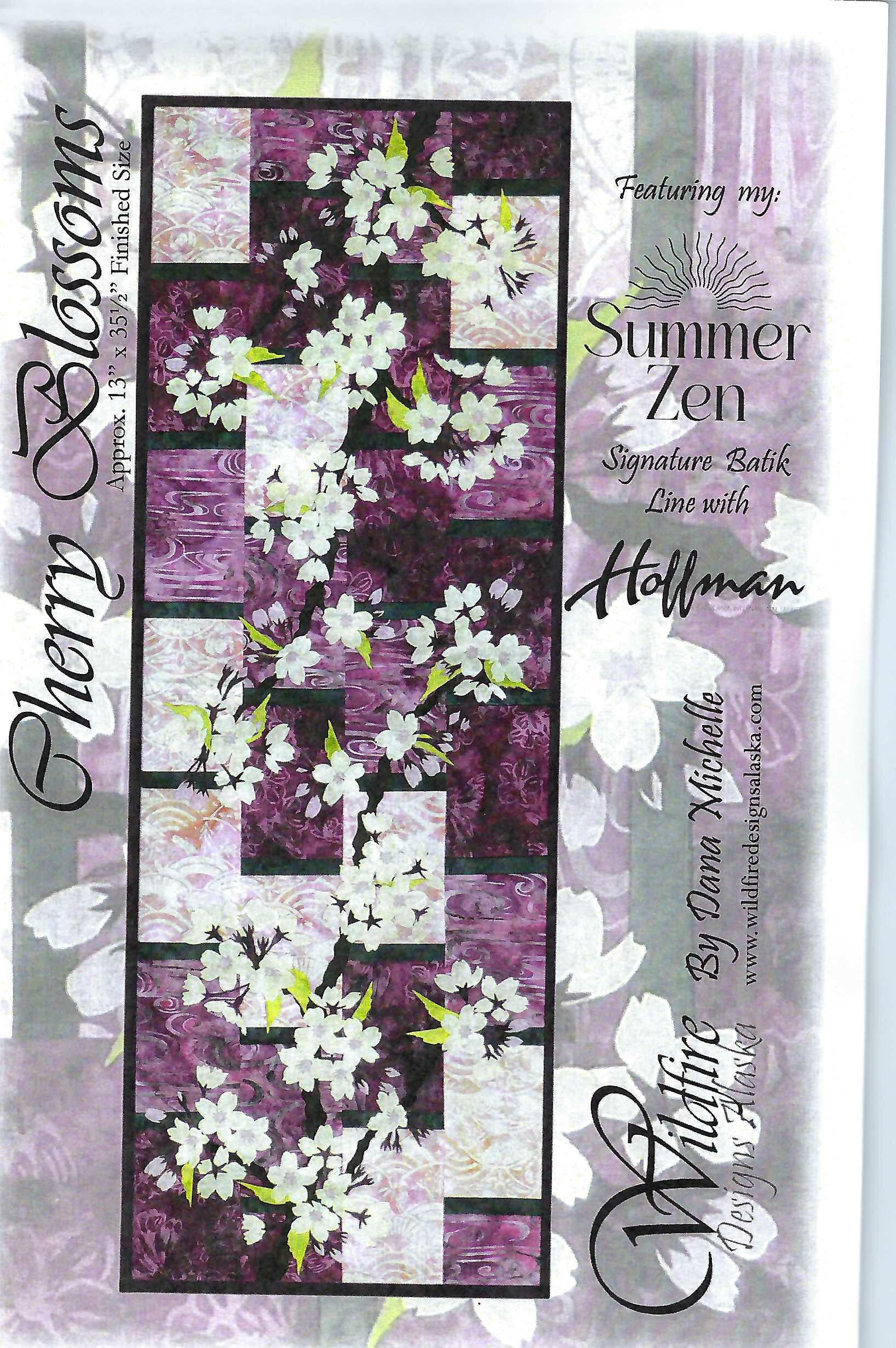Wildfire Designs Alaska Summer Zen Cherry Blossoms Table Runner Applique Quilt Pattern Front Cover