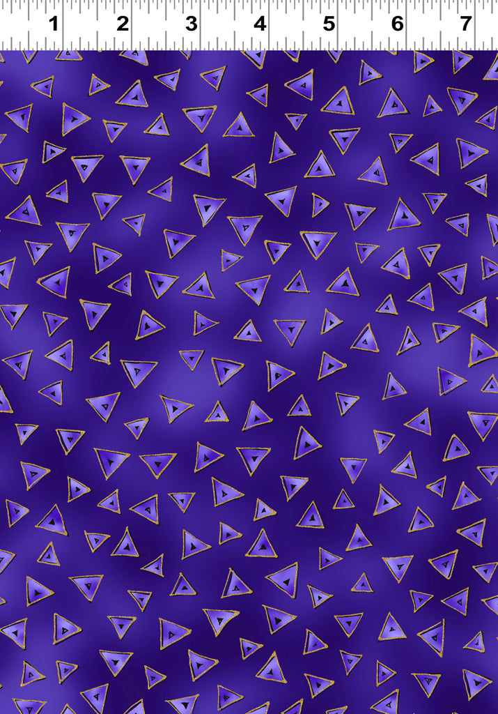 Clothworks Laurel Burch Basics Dark Purple Triangle with Metallic Y0841-28M Scale