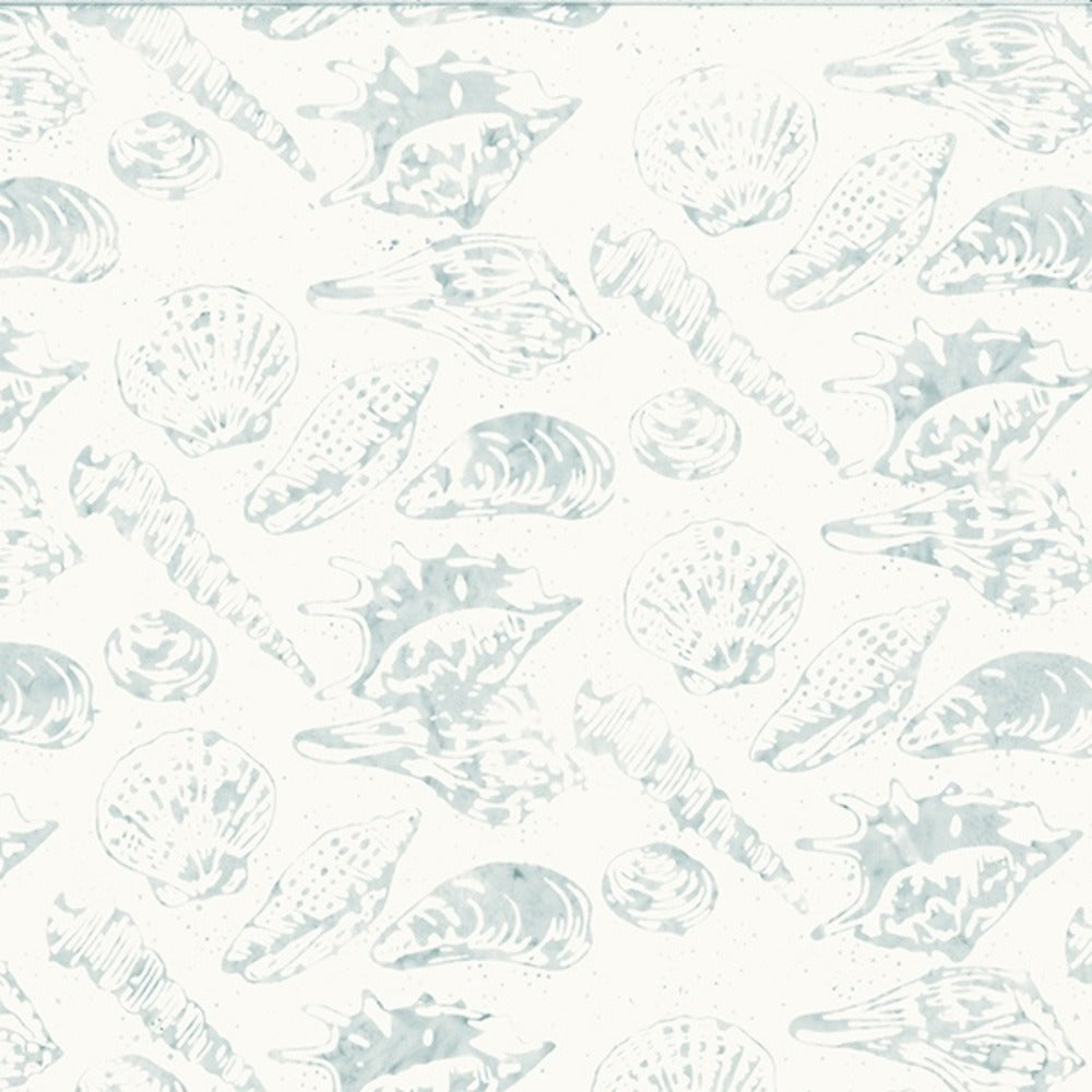 Hoffman Fabrics Along the Shores Light Gray Seashells Batik Fabric DM4-674-Light-Gray