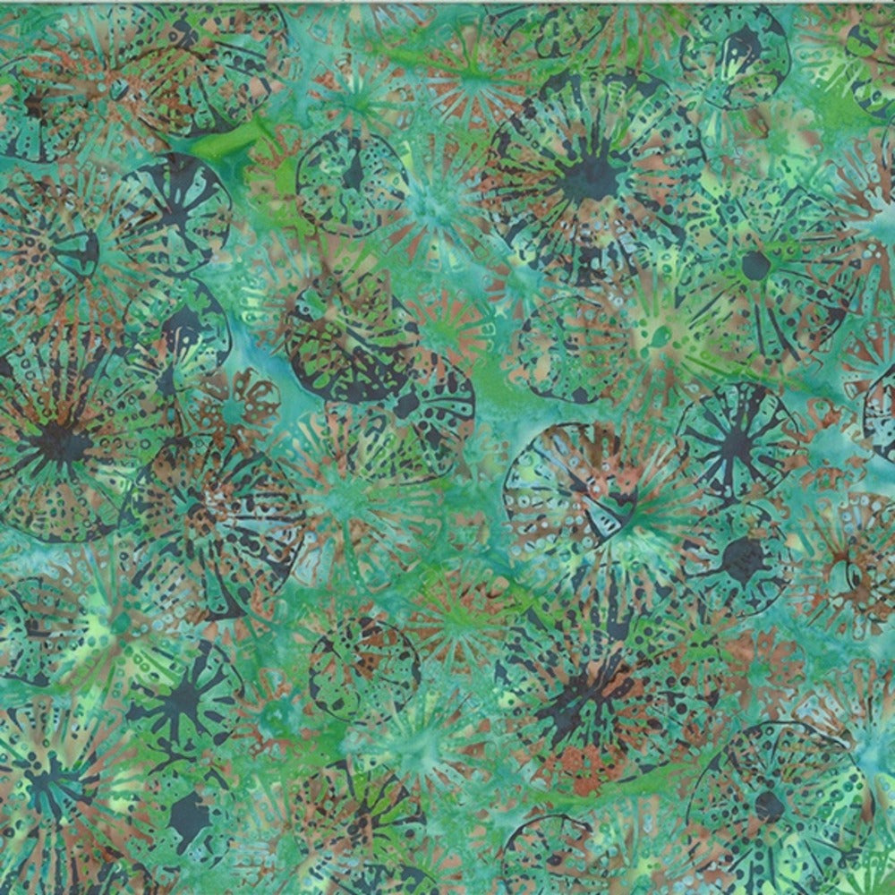 Hoffman Fabrics Along the Shores Stone Green Barnacles Batik Fabric DM5-146-Stone-Green