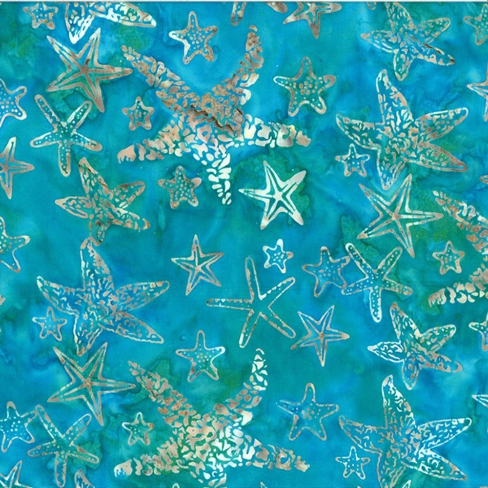 Hoffman Fabrics Along the Shores Seasalt Starfish Batik Fabric DM6-443-Seasalt