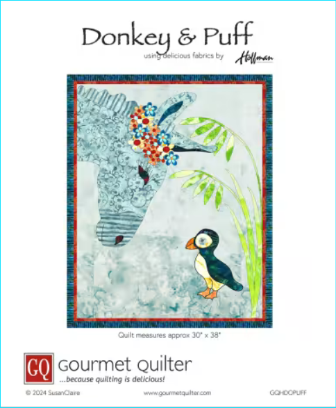 Gourmet Quilter Donkey and Puff Applique Quilt Pattern Front Cover
