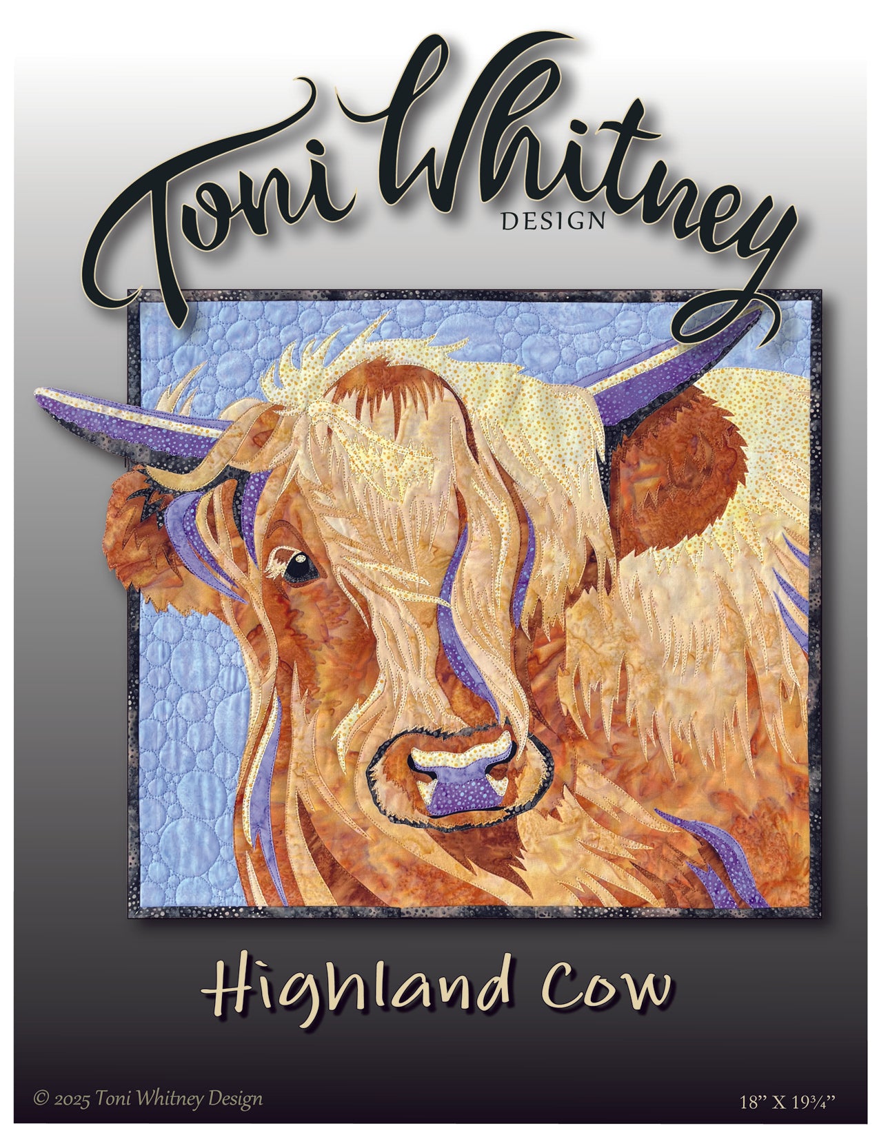Toni Whitney Design Highland Cow Applique Quilt Pattern Front Cover