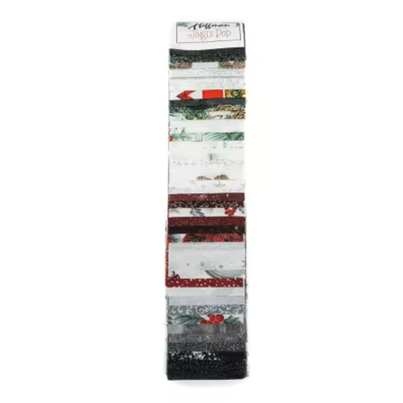 Hoffman Fabrics Jingle Pop Silver Metallic Jelly Roll Fabrics 40 Unique 2.5" Strips JP12-28-Silver Packed