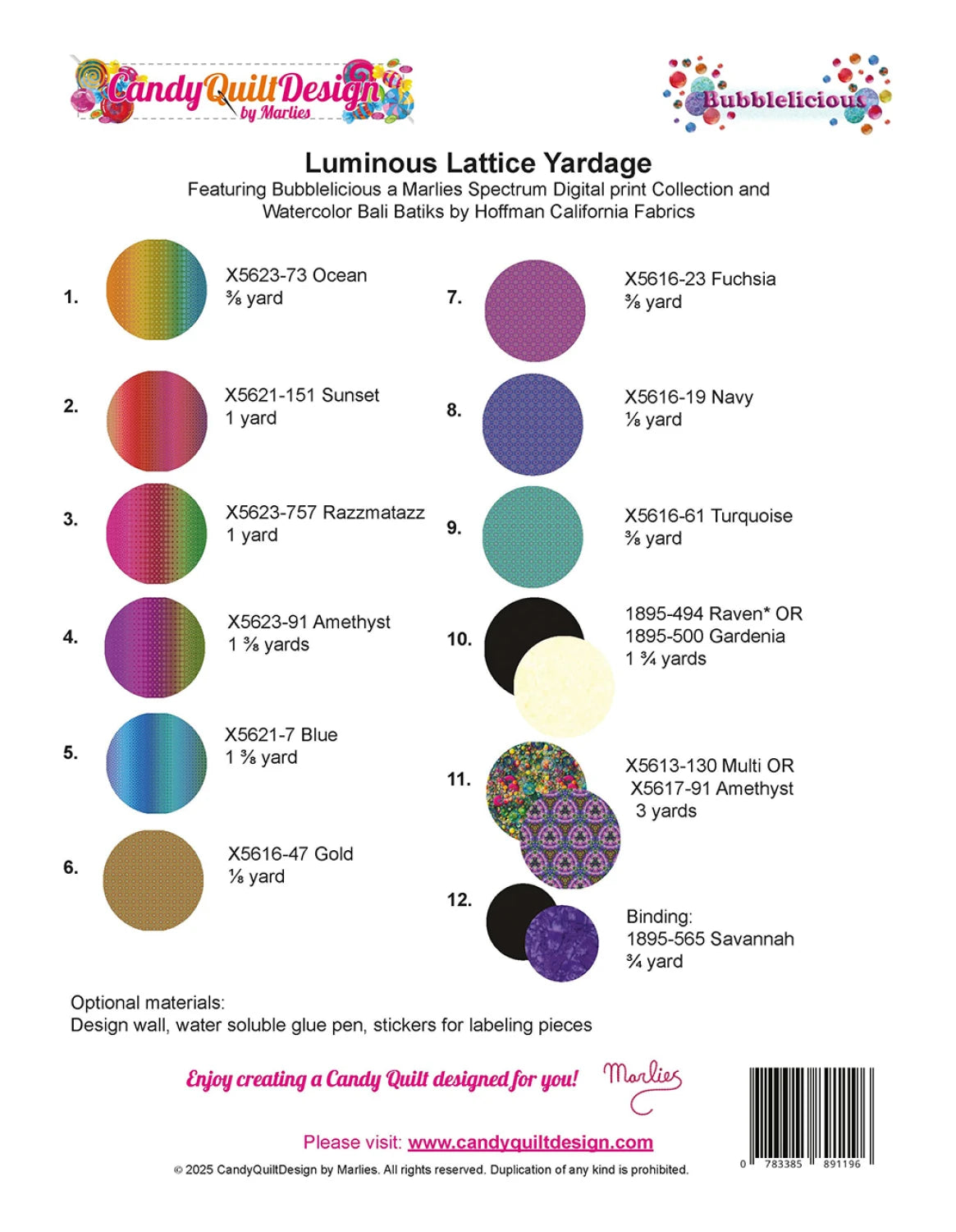 Candy Quilt Design Luminous Lattice Pieced Quilt Pattern Back Cover