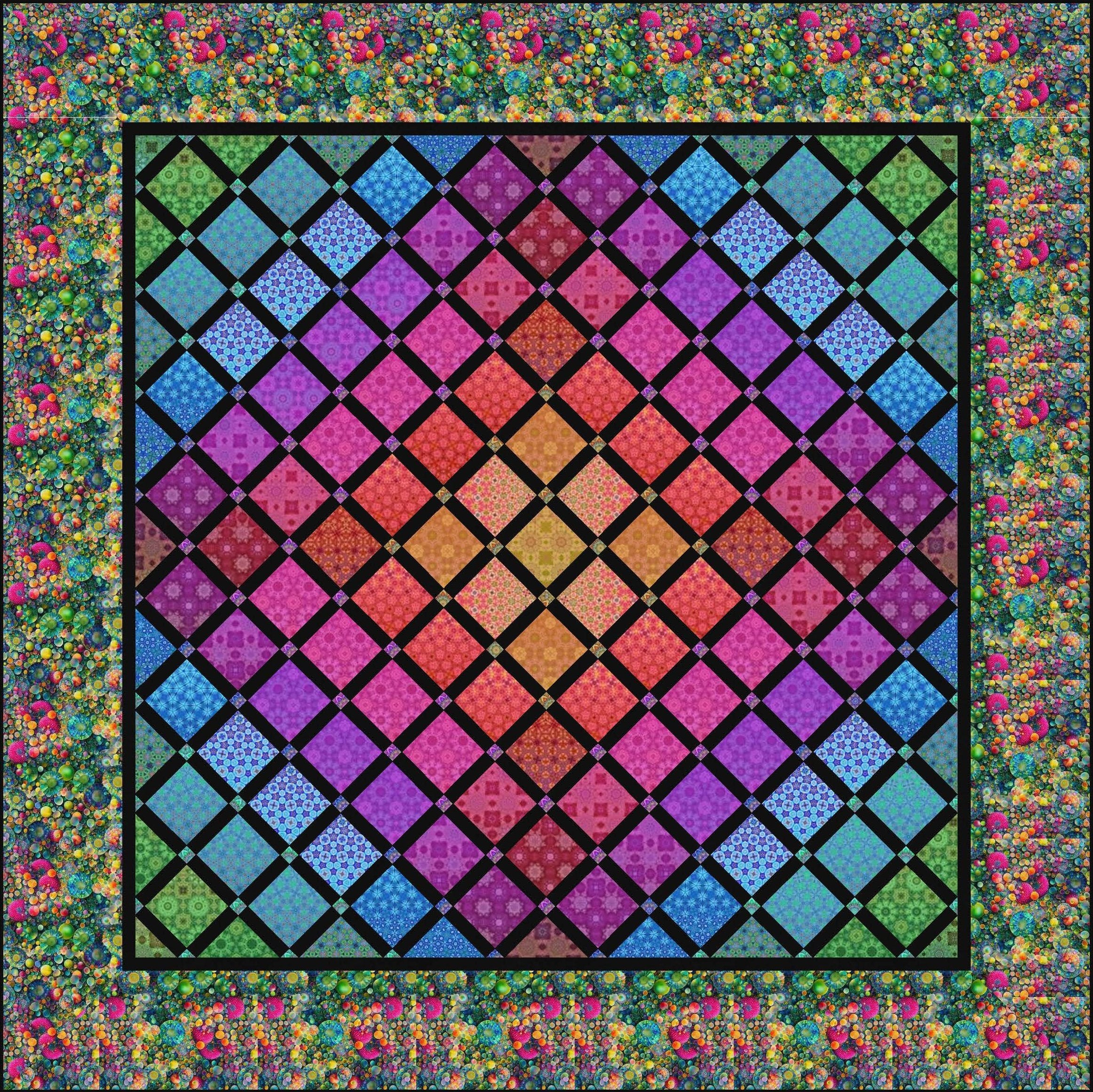 Candy Quilt Design Raven Luminous Lattice Pieced Quilt