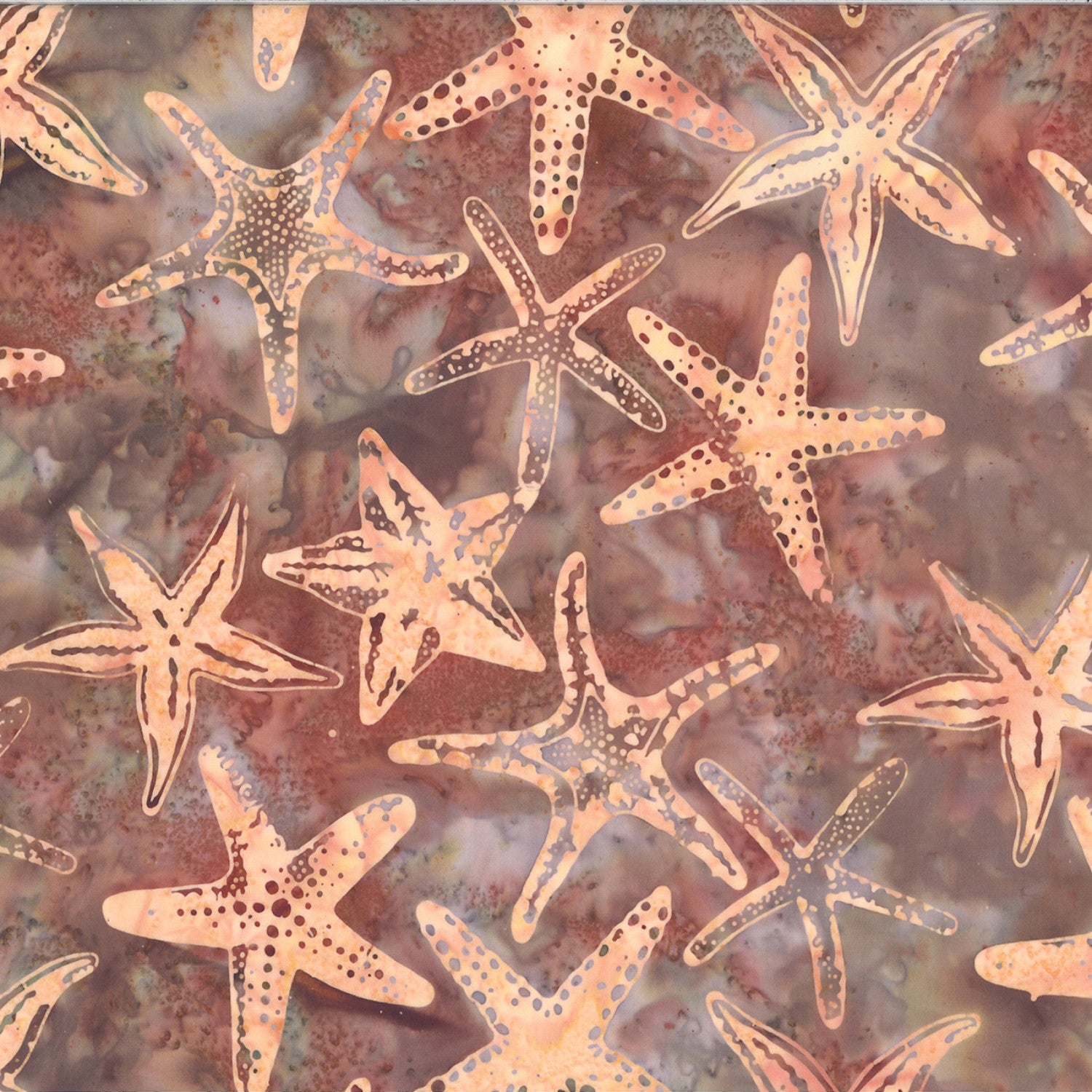 Hoffman Fabrics McKenna Ryan Jellyfish Collection Copper Starfish Batik Fabric MR46-172-Copper