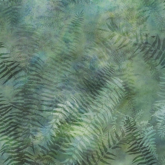 Hoffman Fabrics Painted Forest Green Ferns Cotton Fabric MRD3-220-Fern