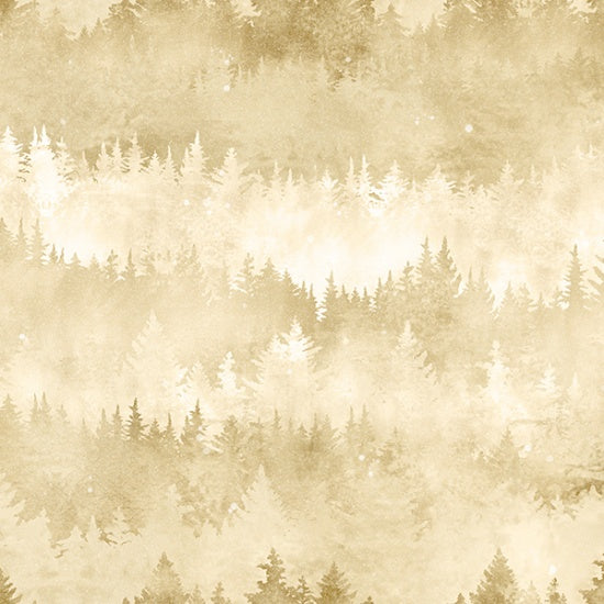 Hoffman Fabrics Painted Forest Cream Trees Cotton Fabric MRD4-33-Cream