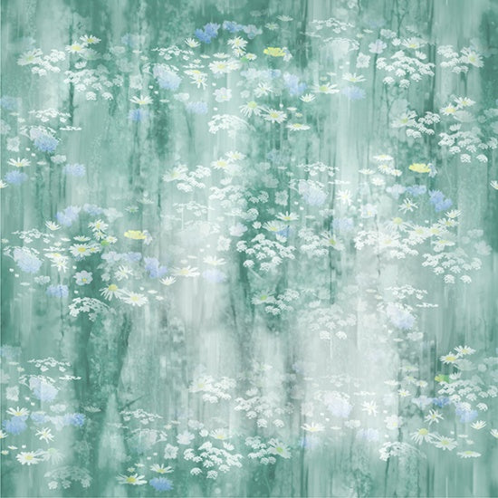Hoffman Fabrics Painted Forest Seafoam Wildflowers Cotton Fabric MRD7-79-Seafoam