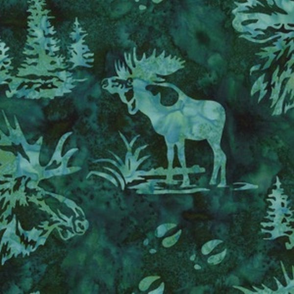 Hoffman Fabrics Viridian Bull Moose Batik Fabric N2911-309-Viridian