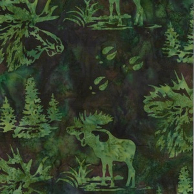 Hoffman Fabrics Earth Green Bull Moose Batik Fabric N2911-58-Earth