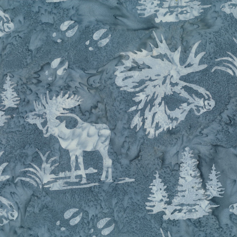 Hoffman Fabrics Pewter Grey Bull Moose Batik Fabric N2911-76-Pewter