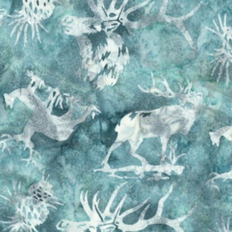 Hoffman Fabrics Pacific Blue Green Elk Batik Fabric N2913-133-Pacific