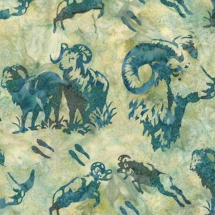 Hoffman Fabrics Celery Green Bighorn Sheep Batik Fabric N2914-106-Celery