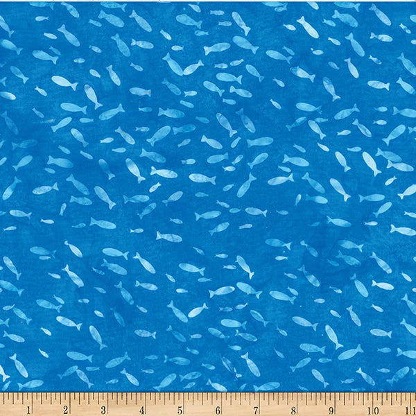 Hoffman Fabrics Susan Claire Frog Pond Jelly Batik Ocean Fish Fabric SC2-73-Ocean