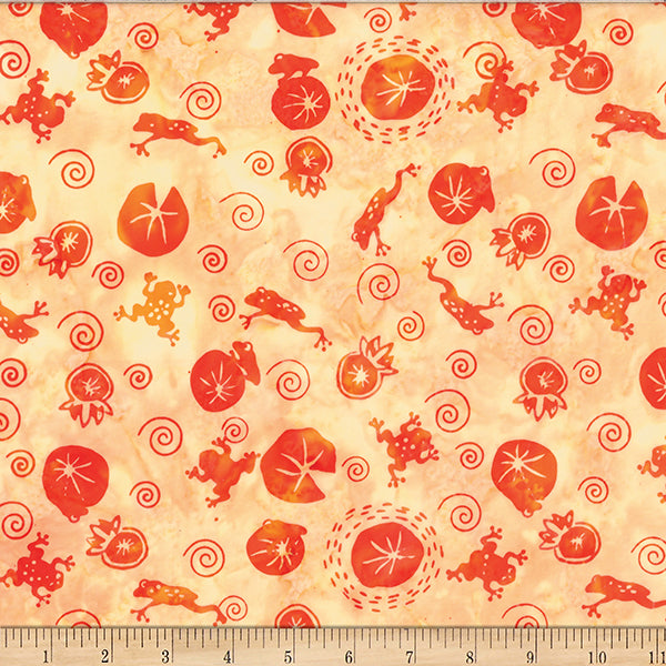 Hoffman Fabrics Susan Claire Frog Pond Jelly Batik Sapphire Fabric SC4-13-Orange