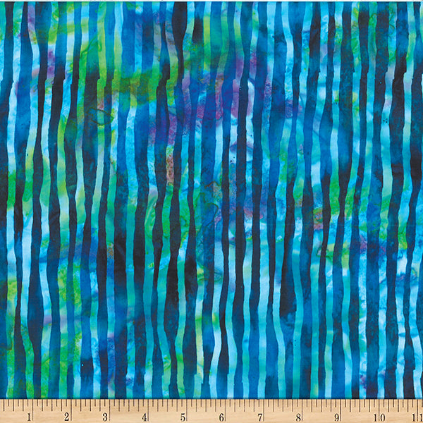 Hoffman Fabrics Susan Claire Frog Batik Sapphire Stripe Fabric SC5-230-Sapphire