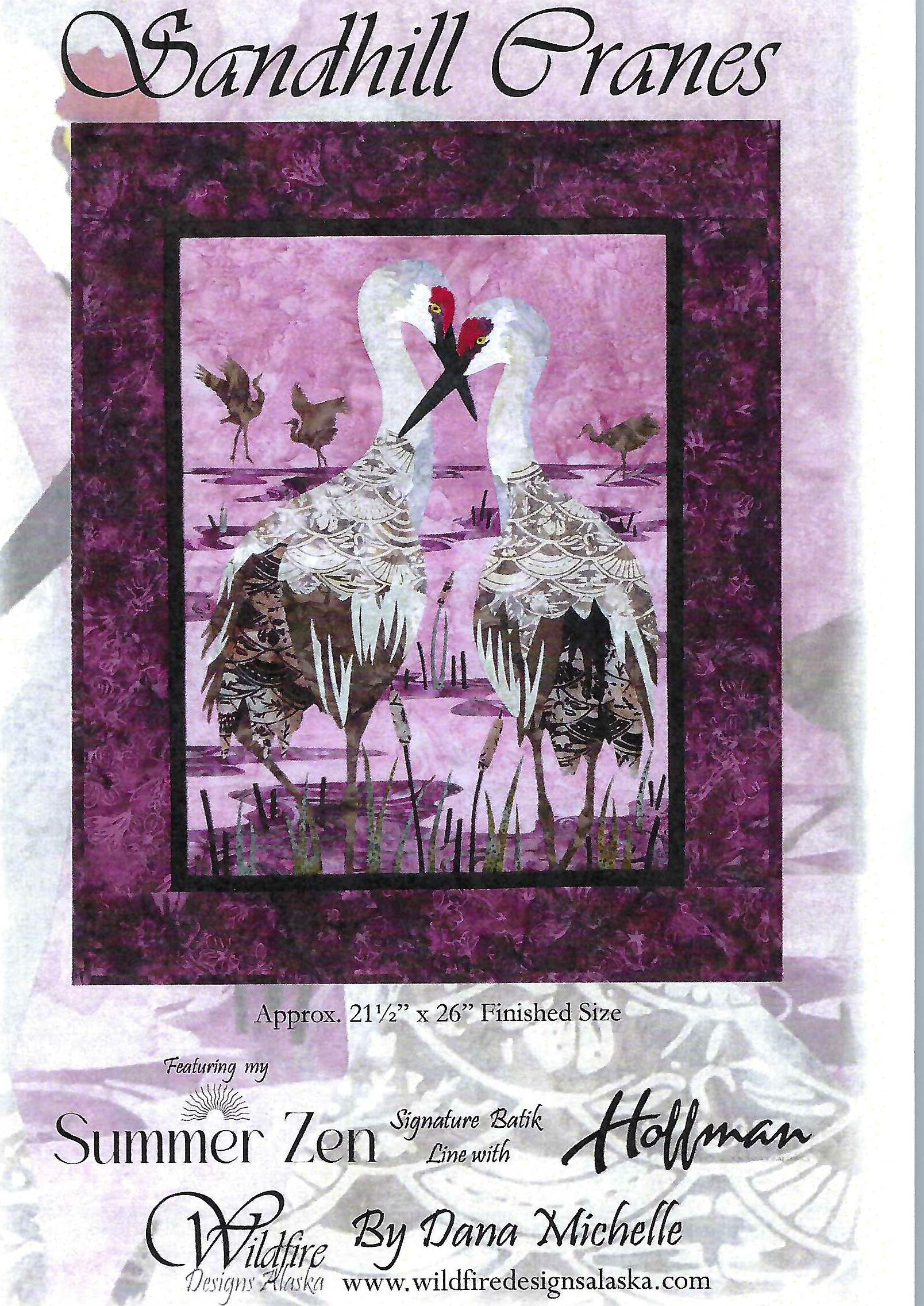 Wildfire Designs Alaska Summer Zen Sandhill Cranes Applique Quilt Pattern Front Cover