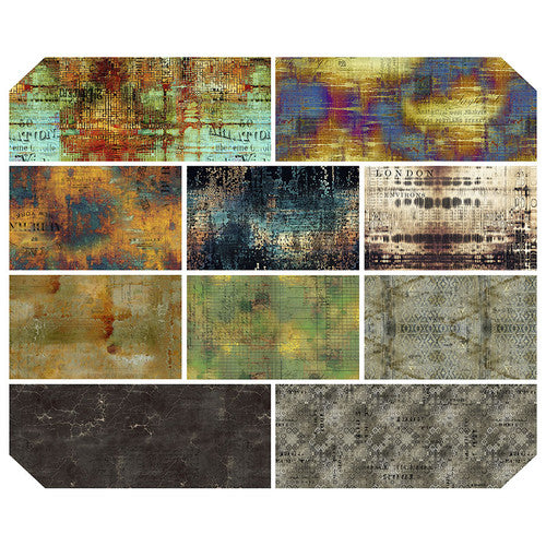 Tim Holtz Abandoned Villa Rosa Spark Fat Quarter Pack and Free Pattern FB4FQTH.SPARK