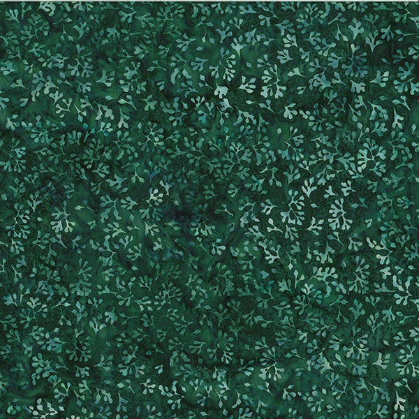 Hoffman Fabrics Festive Green Ditzy Leaf Batik Fabric V2512-60-Hunter