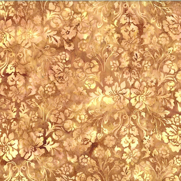 Hoffman Fabrics Jingle Bells Floral Gold Batik Fabric V2513-47-Gold