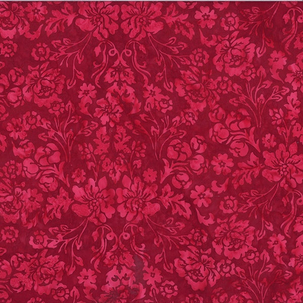 Hoffman Fabrics Jingle Bells Floral Red Velvet Batik Fabric V2513-568-Red-Velvet
