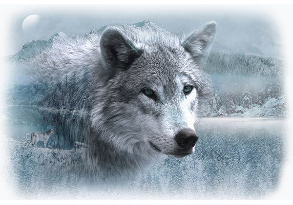 Hoffman Fabrics Call of the Wild Frost Wolf Cotton Panel V5212-113-Frost