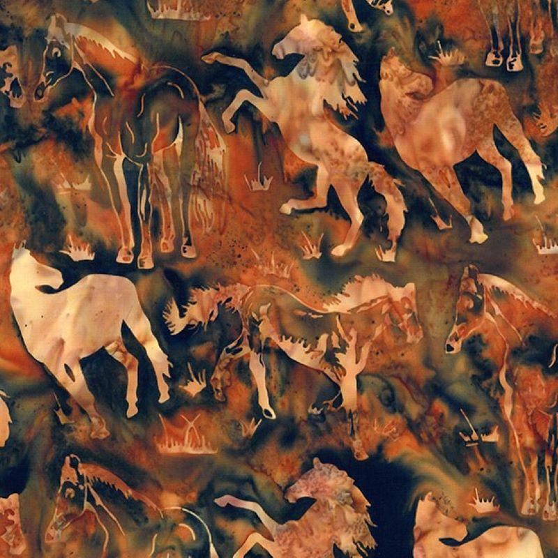 Hoffman Fabrics Adobe Horse Batik Fabric W2597-100-Adobe
