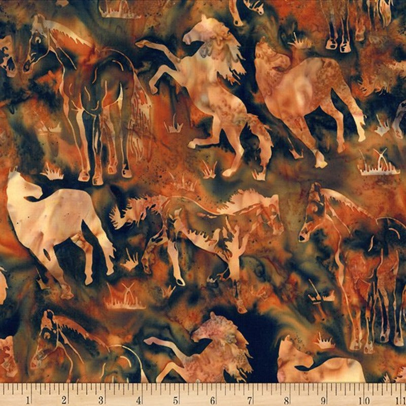 Hoffman Fabrics Adobe Horse Batik Fabric W2597-100-Adobe Scale