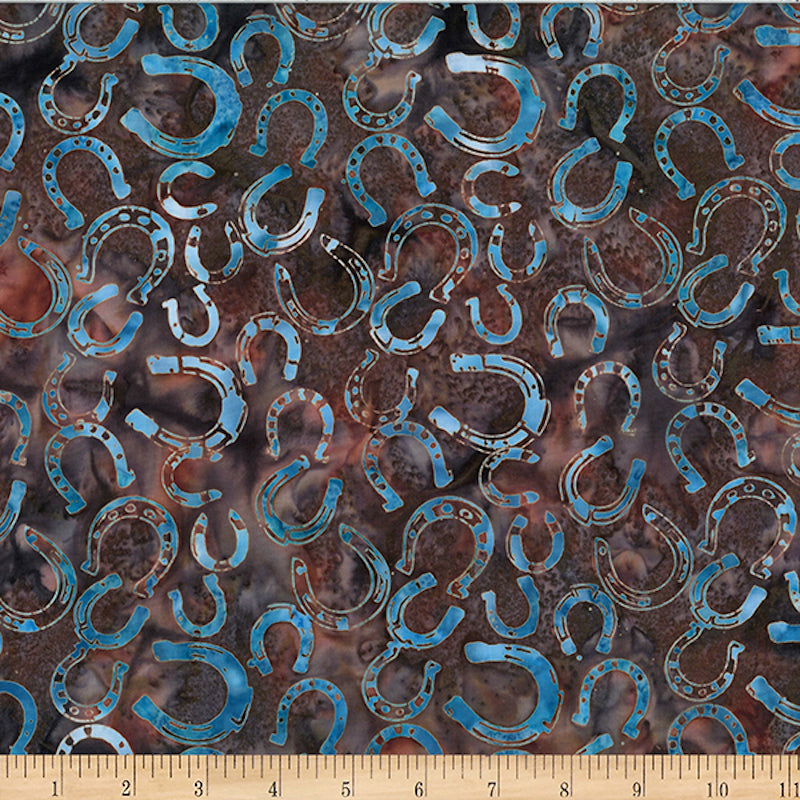 Hoffman Fabrics Chestnut Brown Horseshoe Batik Fabric W2598-51-Chestnut