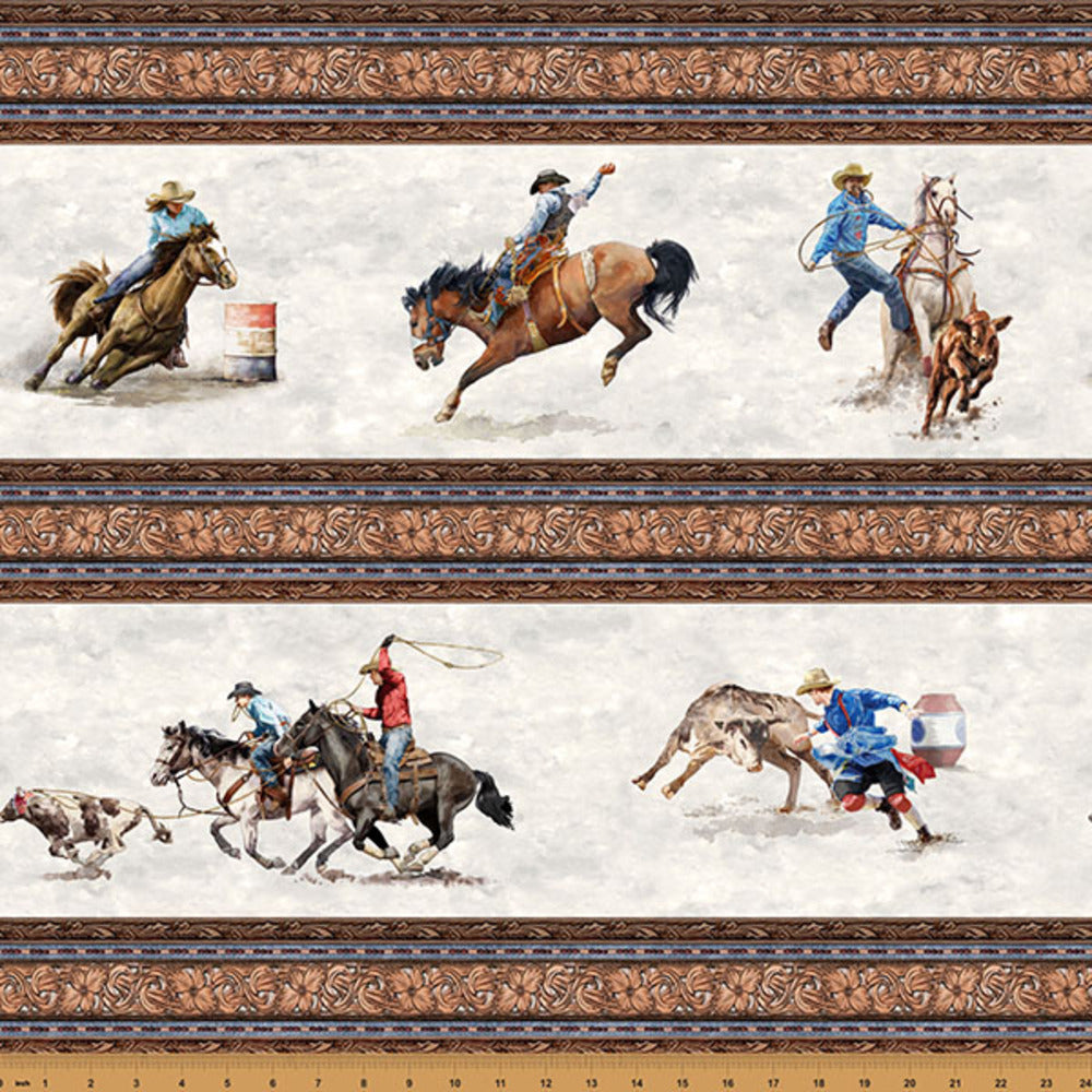 Hoffman Fabrics Rodeo Dreams Border Cotton Fabric W5529-761-Rodeo
