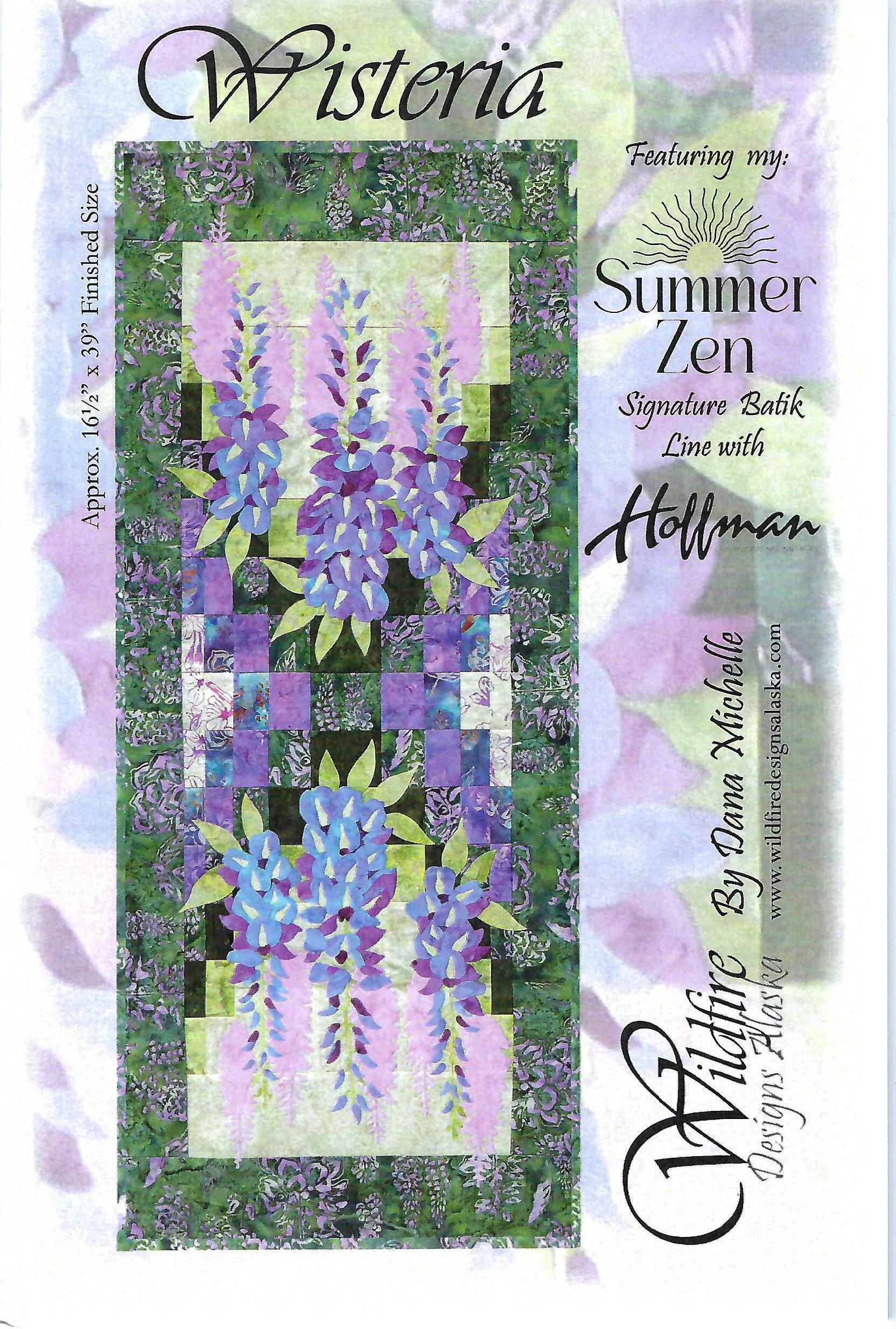 Wildfire Designs Alaska Summer Zen Wisteria Table Runner Applique Quilt Pattern Front Cover
