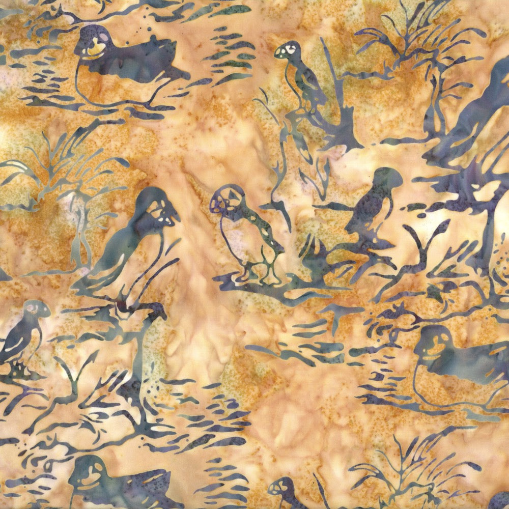 Hoffman Fabrics Opal Purple Puffin Bird Batik Fabric F2097-132-Opal