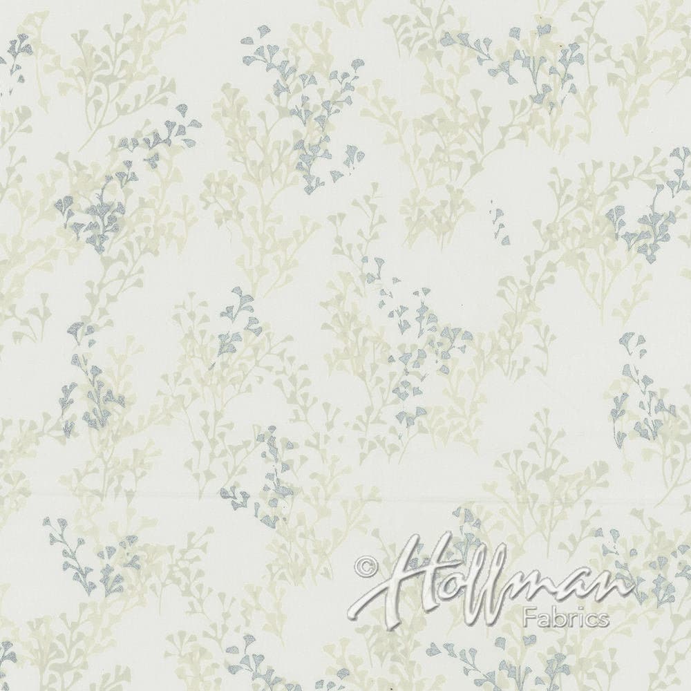 Hoffman Fabrics Precious Metals Jasmine Silver Metallic Batik Fabric P2057-375S-Jasmine-Silver