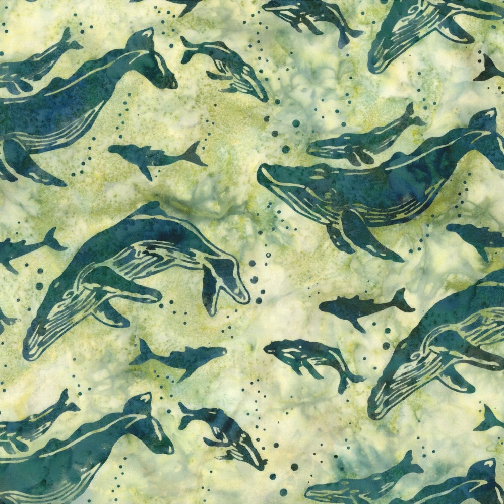 Hoffman Fabrics Celery Green Whale Batik Fabric H2282-106-Celery