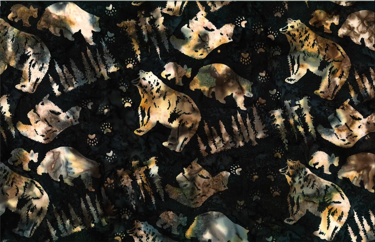 Hoffman Fabrics Bison Black Bear Batik Fabric S2338-555-Bison