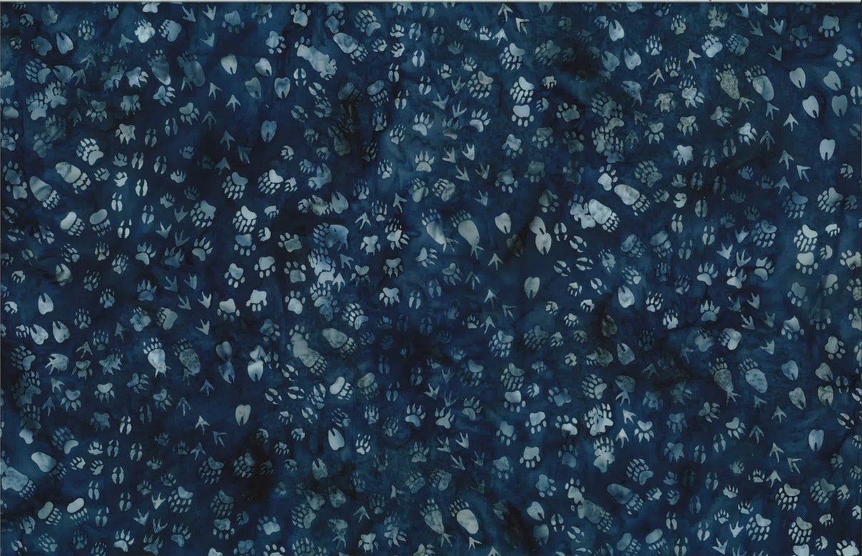 Hoffman Fabrics Denim Wildlife Animal Tracks Batik Fabric S2350-65-Denim