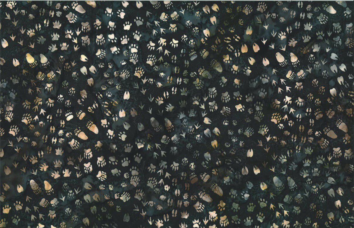 Hoffman Fabrics Blacklight Wildlife Animal Tracks Batik Fabric S2350-537-Blacklight