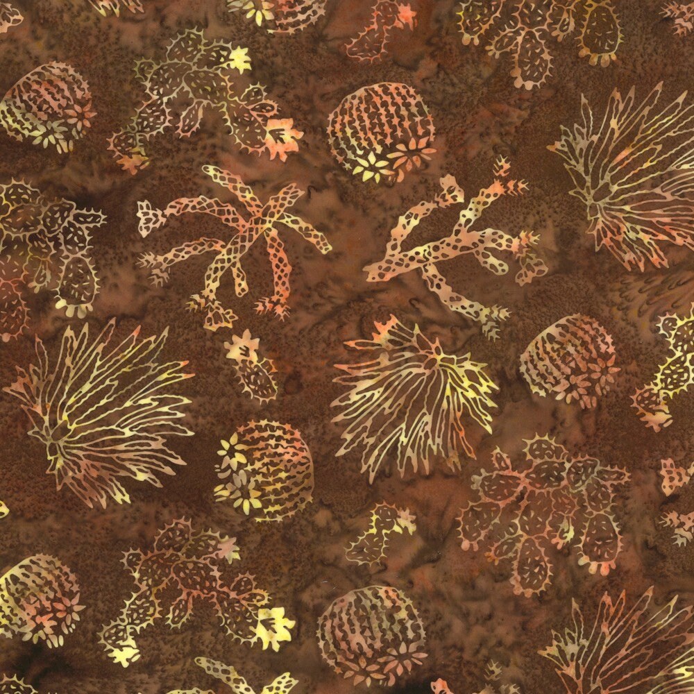 Hoffman Fabrics Biscotti Southwest Blooming Cactus Batik Fabric Q2179-414-Biscotti
