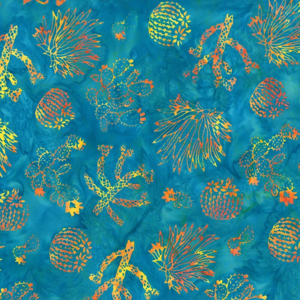 Hoffman Fabrics Seasalt Southwest Blooming Cactus Batik Fabric Q2179-443-Seasalt
