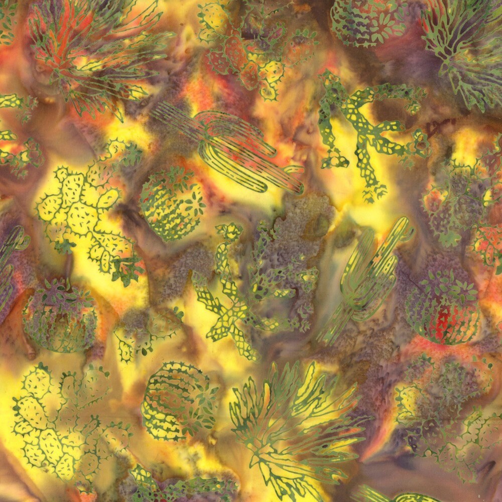 Hoffman Fabrics Desert Southwest Blooming Saguaro Cactus Batik Fabric Q2178-193-Desert