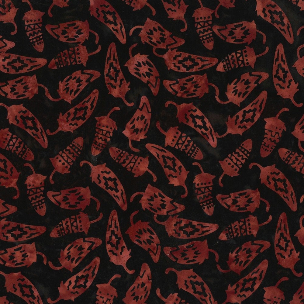 Hoffman Fabrics Red Velvet Chili Peppers Batik Fabric Q2180-568-Red-Velvet