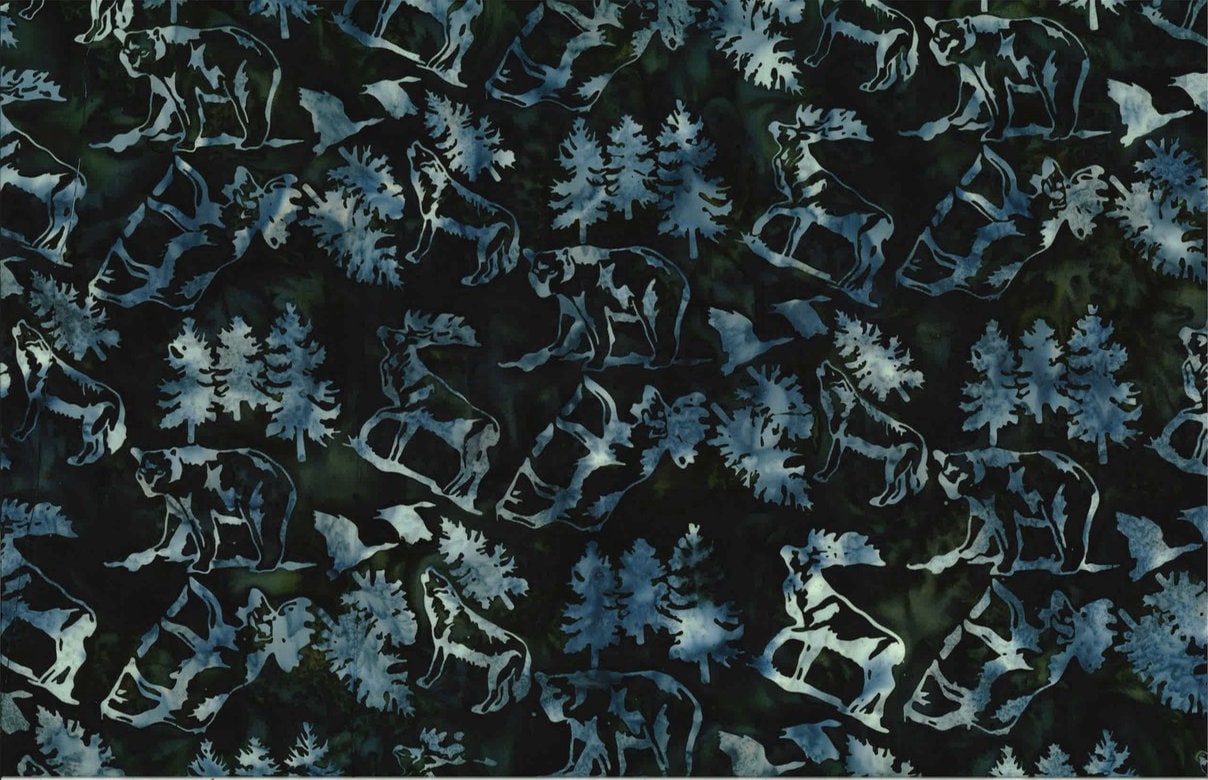 Hoffman Fabrics Viridian Wildlife Animals Batik Fabric S2337-309-Viridian