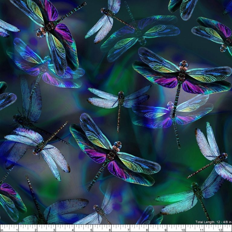 Hoffman Fabrics Dragonfly Dreams Digital Cotton Fabric R4629-324-Dragonfly