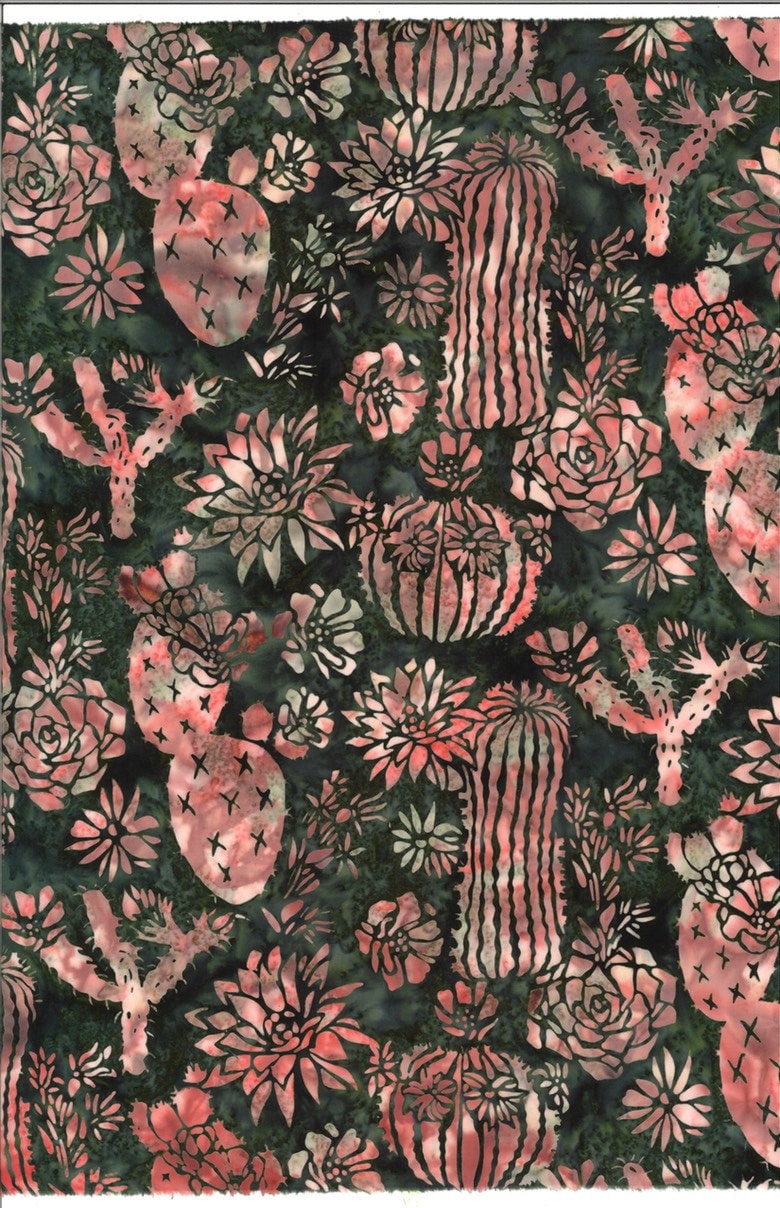 Hoffman Fabrics Watermelon Southwest Cactus Flowers Batik Fabric R2266-111-Watermelon