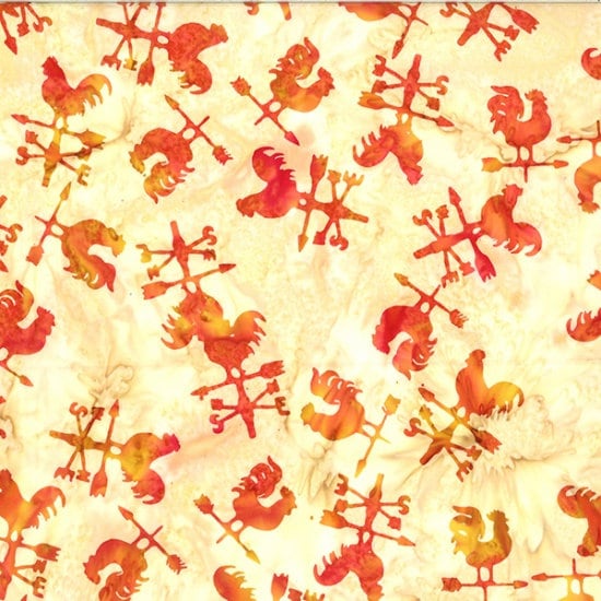 Hoffman Fabrics Sunny Rooster Weather Vane Batik Fabric V2543-351-Sunny